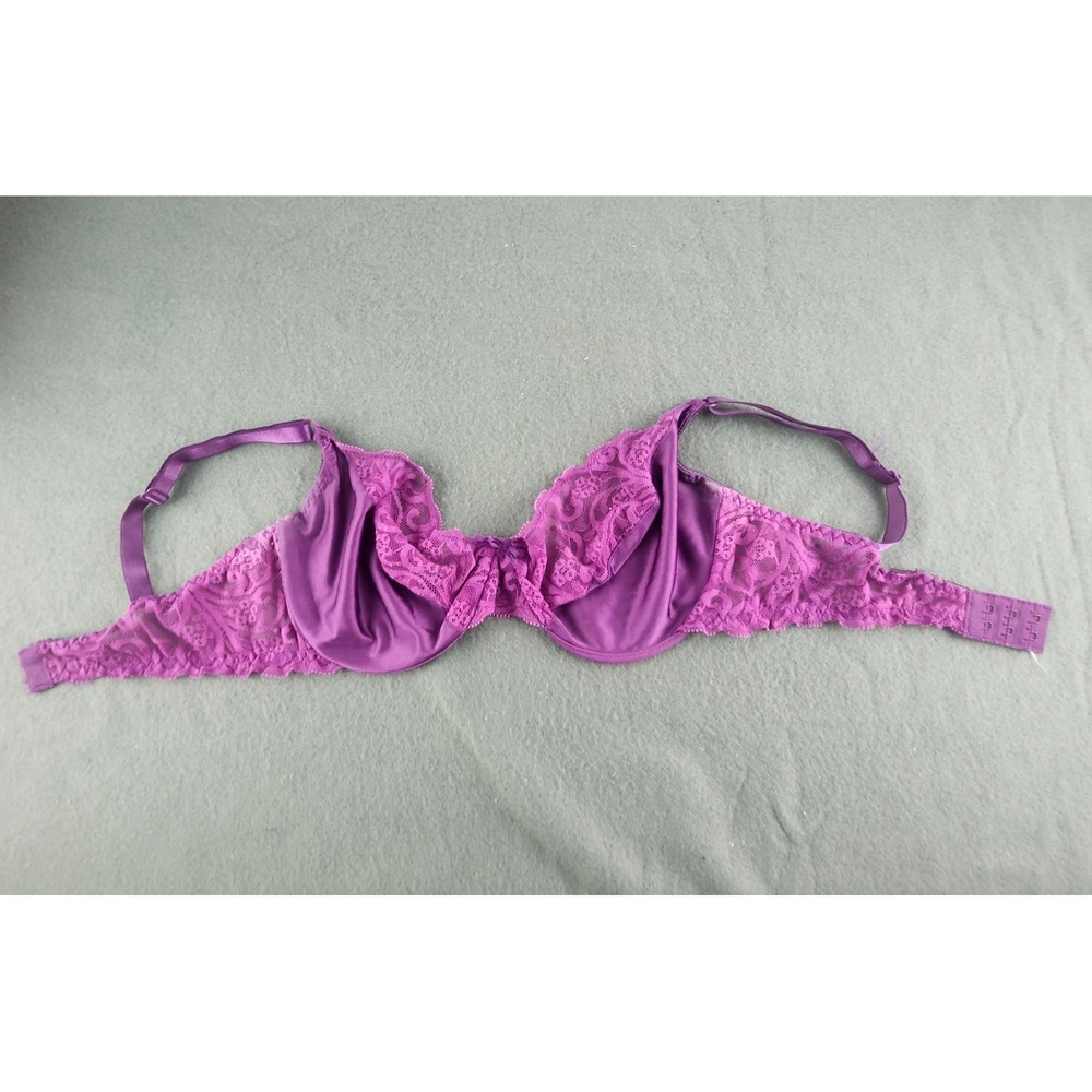 VTG Maidenform Private Affair 34D Purple Lace Underwire Bra Nylon/Spandex 5709